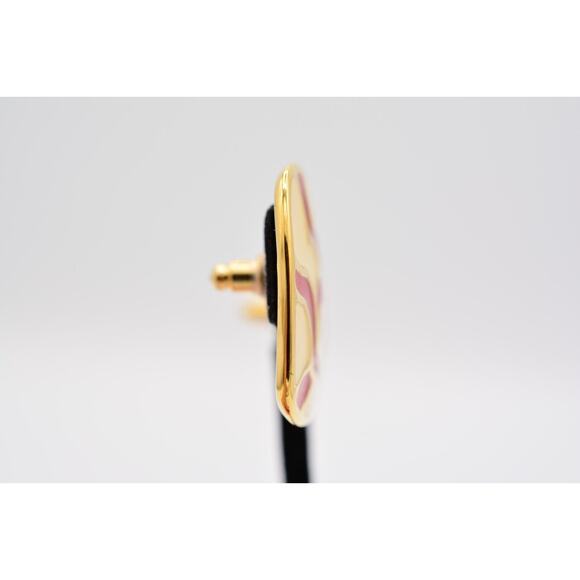 Monet Vintage Earrings Red Off White Cream Enamel Gold Chunky Tone 1970s BinAO - Picture 8 of 12